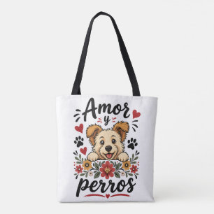 Tote Bag Amour et Chiens Design Amusant pour Amateur de Chi