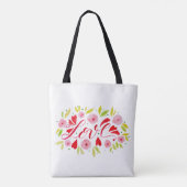 Tote Bag Amour et fleurs - rose et rouge (Dos)