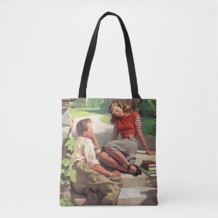 Tote Bag Amour et romance vintage, amoureux de lycée