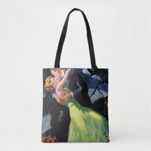 Tote Bag Amour et romance vintage, baiser romantique