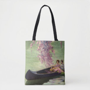 Tote Bag Amour et romance vintage, balade romantique en can