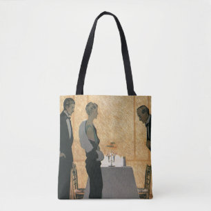 Tote Bag Amour et romance vintage, dîner élégant pour coupl