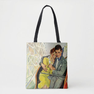 Tote Bag Amour et romance vintage, tour de montagnes russes
