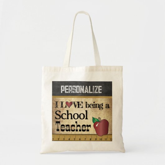 Tote Bag Amour Etre enseignant à l'école | Nom do-it-yourse (Devant)