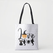 Tote Bag Amour Halloween points noirs et blancs (Devant)