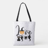 Tote Bag Amour Halloween points noirs et blancs (Dos)