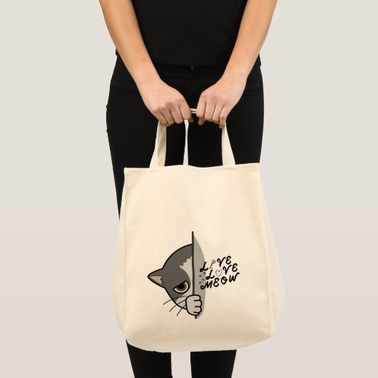 Tote Bag amour miow design amoureux des chats #catlover #ca (Devant (produit))