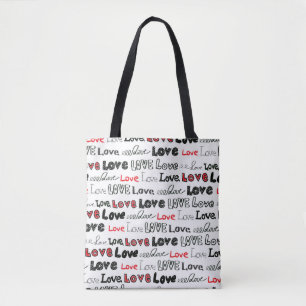 Tote Bag Amour motif sans couture. Love écriture manuscrit