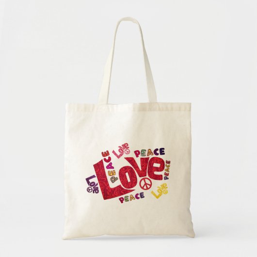 Tote Bag Amour, paix, typographie (Devant)