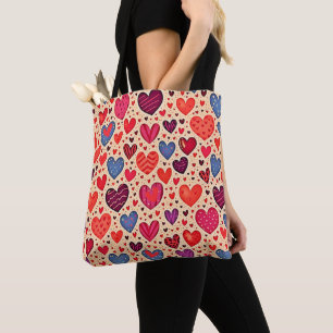 Tote Bag Amour sans couture Coeur Motif Art