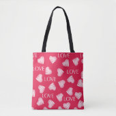 Tote Bag AMOUR sans couture Valentines Jour rose rouge blan (Devant)