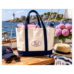 Tote Bag Amoureux de Chien à Rayures Roses Seersucker