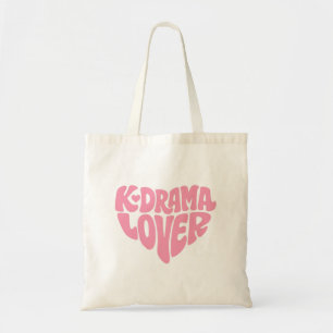 Tote Bag Amoureux de Kdrama Cœur Rose Typographie Simple Mi
