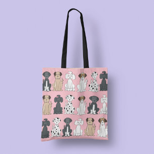 Tote Bag Amoureux de les chiens élégants mignons Chiots ros