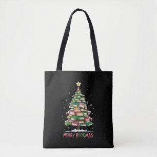 Tote Bag Amoureux de livres de Noël Arbre Bibliothécaire Jo