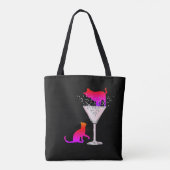 Tote Bag Amoureux des chats Black Cocktail Rose Moderne Mon (Dos)