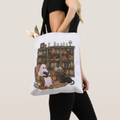 Tote Bag Amoureux des chats du livre de lecture Ghost Hallo (De près)