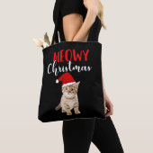 Tote Bag Amoureux des chats Joyeux Noël (De près)