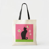 Tote Bag Amoureux des chats noir Whimsy (Devant)