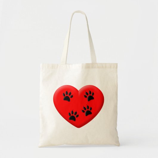 Tote Bag Amoureux des chats Red Heart Et Paws (Devant)