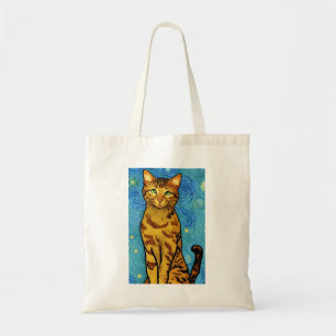 Tote Bag Amoureux des chats Van Gogh Style Nuit étoilée