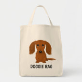 Tote Bag Amoureux des chiens blanc mignon rouge Dachshund W (Devant)