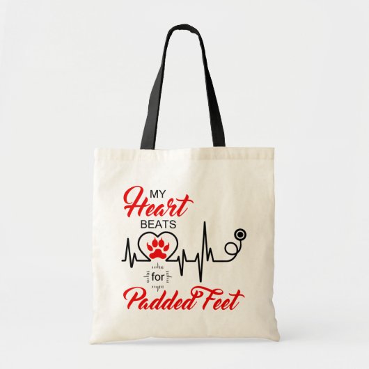 Tote Bag Amoureux des chiens Mon COEUR BAS pour pieds rembo (Devant)