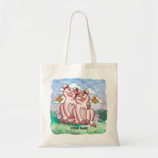 Tote Bag Amoureux des cochons (Devant)