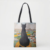 Tote Bag Amoureux du Chat Noir (Devant)