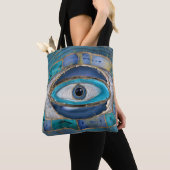 Tote Bag Amulet de l'oeil malin Agression et or (De près)