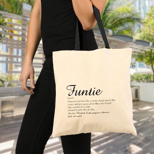 Tote Bag Amusant Cool moderne Funtie Tante Tante Définition
