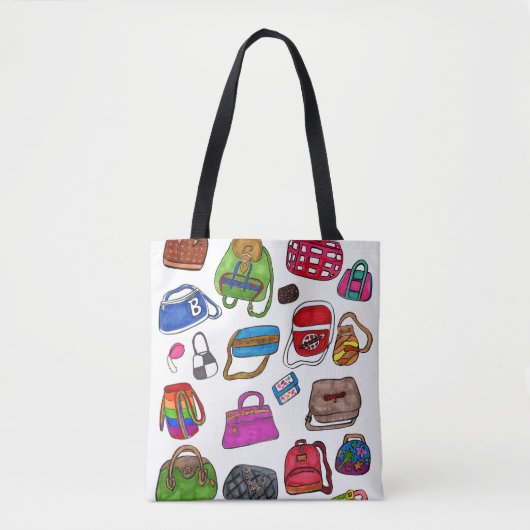 Tote Bag Amusant Cute Illustré Purse Motif Art Design (Devant)