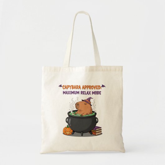 Tote Bag Amusant Halloween Capybara sorcier Assistant Cauld (Devant)