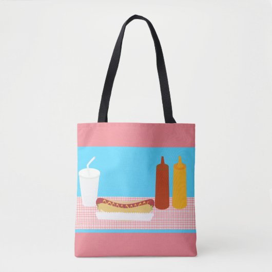 Tote Bag Amusant Hot Dog Lunch Illustration Design Art (Devant)