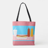 Tote Bag Amusant Hot Dog Lunch Illustration Design Art (Dos)