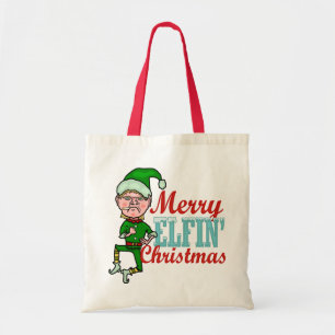 Tote Bag Amusant Joyeux Elfin Noël Bah Humbug
