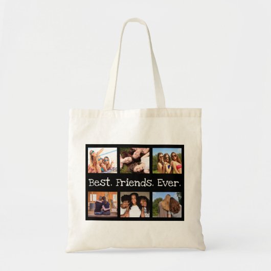 Tote Bag Amusant Moderne 6 Photo Meilleurs Amis Jour Noir B (Devant)