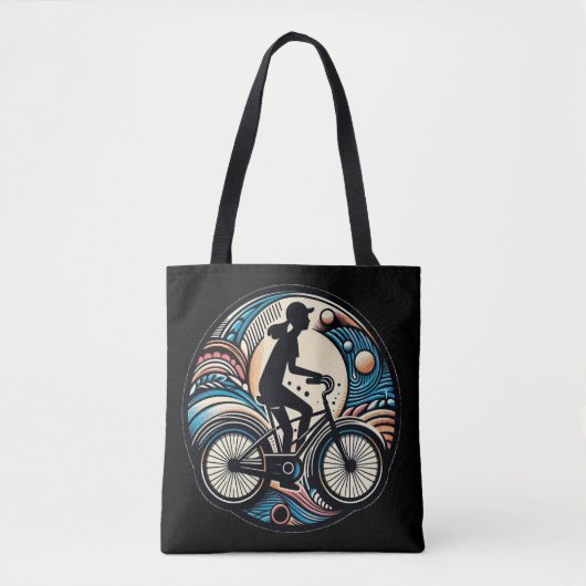 Tote Bag Amusant Moderne Résumé Design Logo Vélo (Devant)