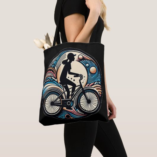 Tote Bag Amusant Moderne Résumé Design Logo Vélo (De près)