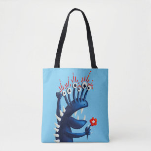 Tote Bag Amusant Monster Flower Blue