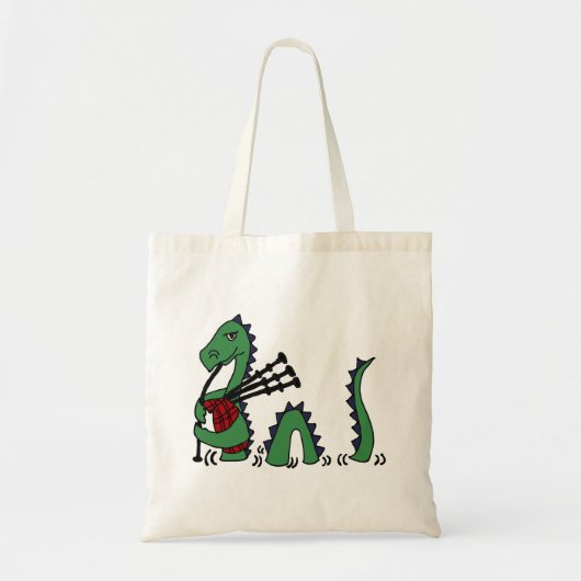 Tote Bag Amusant monstre en loch ness jouant des cornemuses (Devant)