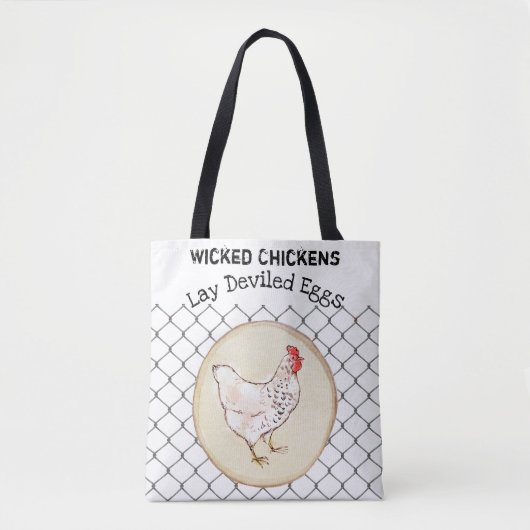 Tote Bag Amusant Oeuf de poulet nouveauté Rustique Shabby F (Devant)