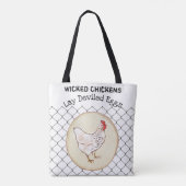 Tote Bag Amusant Oeuf de poulet nouveauté Rustique Shabby F (Dos)