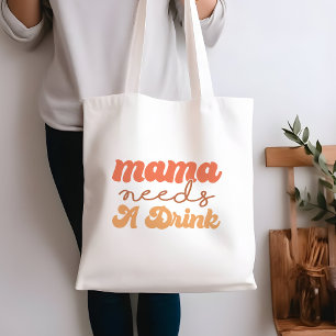 Tote Bag Amusant orange et jaune maman a besoin d'un verre