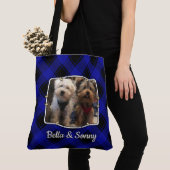 Tote Bag Amusant Personnalisé 2 Cadre Photo Bleu & Noir Pla (De près)