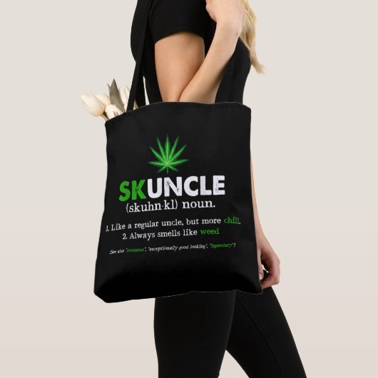 Tote Bag Amusant Skuncle Fumeur de mauvaises herbes Oncle L (De près)