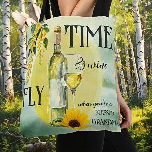 Tote Bag Amusante Aquarelle Vin Grand-mère