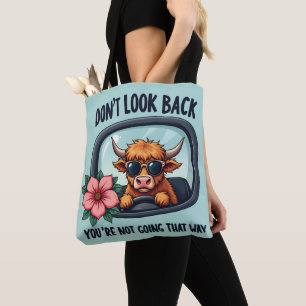 Tote Bag Amusante vache Highland Retro Western Motivational