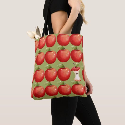 Tote Bag Amusants avec pomme rouge aux fruits (De près)