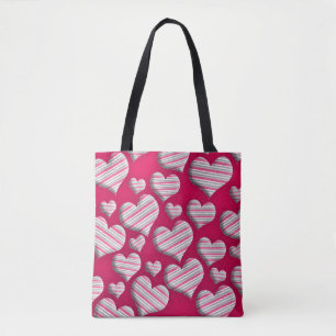 Tote Bag Amusants Coeur Fun Rose Chaud Fun Joli Motif Desig